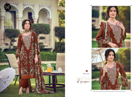 Belliza Designer Studio Naira Vol 149 Pure Cotton Embroidered Dress Material - Amrah Wholesale