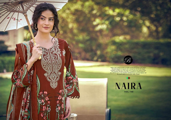 Belliza Designer Studio Naira Vol 149 Pure Cotton Embroidered Dress Material - Amrah Wholesale