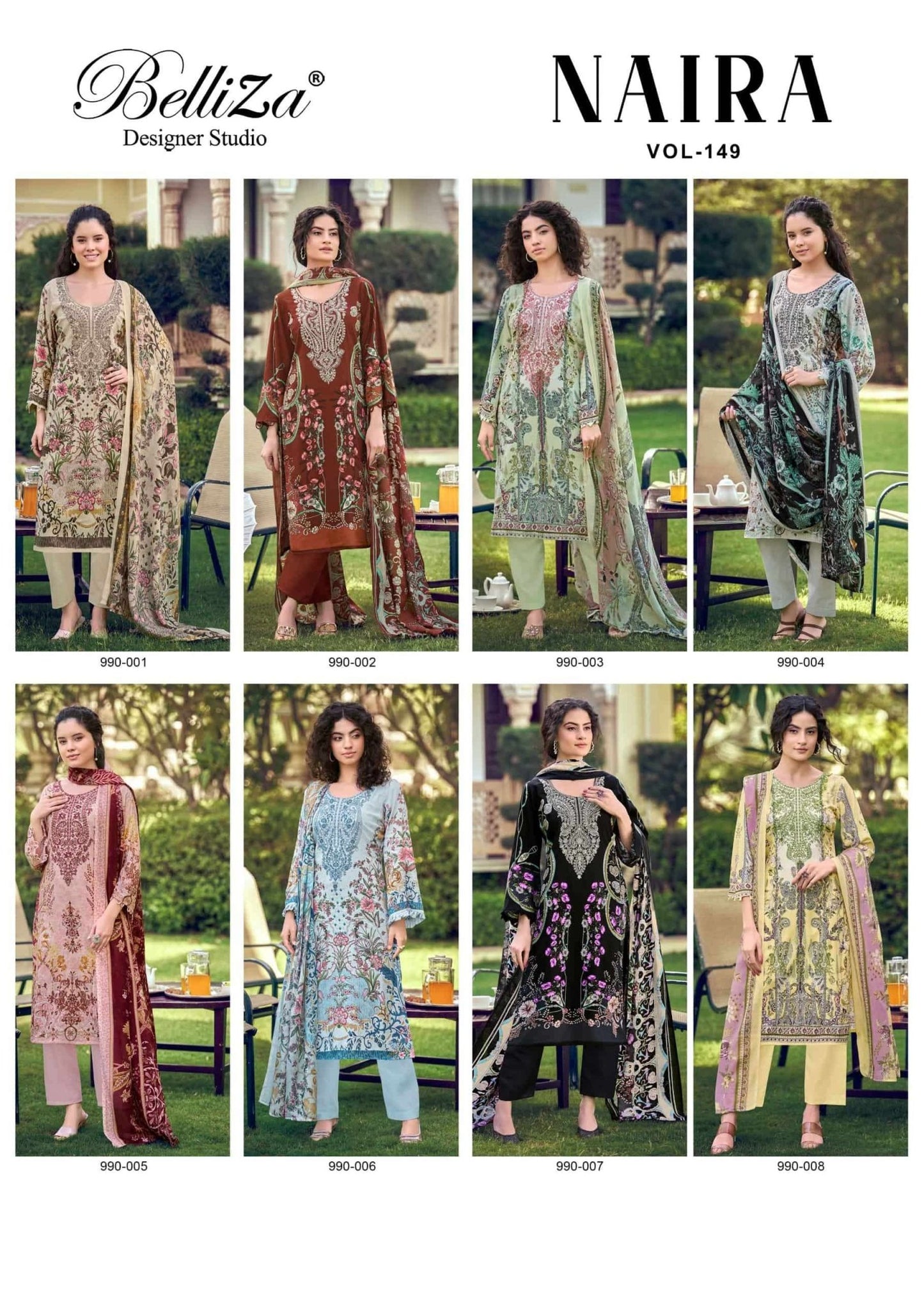 Belliza Designer Studio Naira Vol 149 Pure Cotton Embroidered Dress Material - Amrah Wholesale