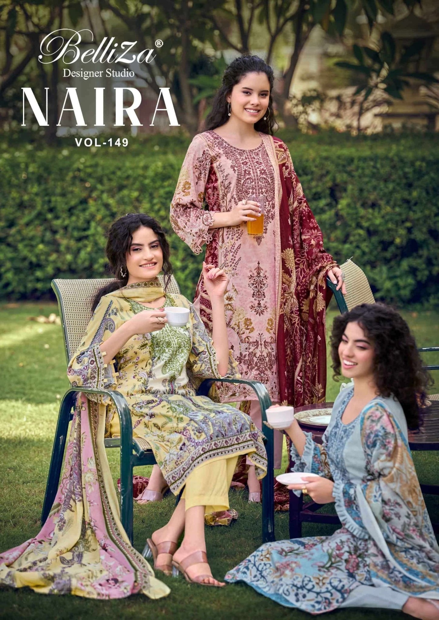 Belliza Designer Studio Naira Vol 149 Pure Cotton Embroidered Dress Material - Amrah Wholesale