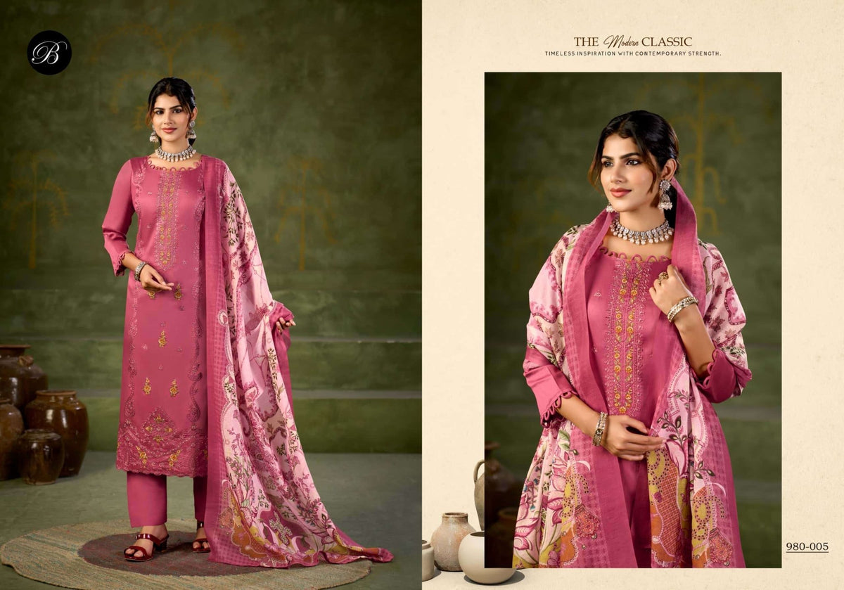 Belliza Designer Studio Zarqash Vol 18 Embroidered Dress Material - Amrah Wholesale