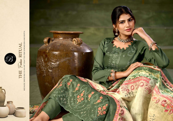 Belliza Designer Studio Zarqash Vol 18 Embroidered Dress Material - Amrah Wholesale