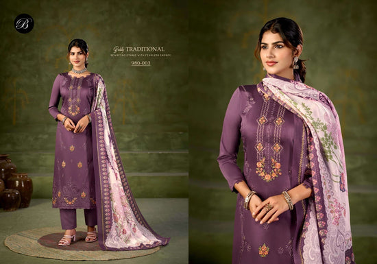 Belliza Designer Studio Zarqash Vol 18 Embroidered Dress Material - Amrah Wholesale