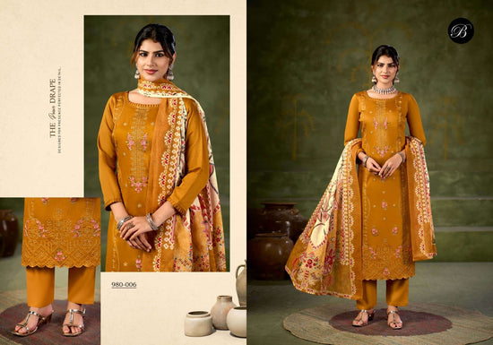 Belliza Designer Studio Zarqash Vol 18 Embroidered Dress Material - Amrah Wholesale