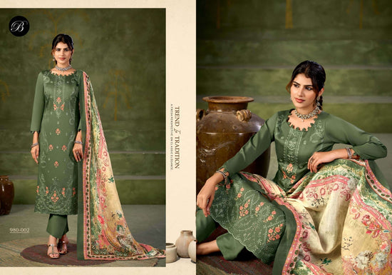 Belliza Designer Studio Zarqash Vol 18 Embroidered Dress Material - Amrah Wholesale