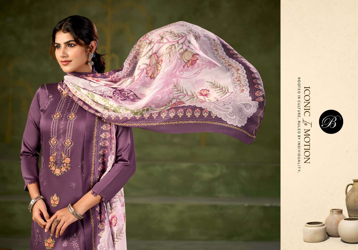 Belliza Designer Studio Zarqash Vol 18 Embroidered Dress Material - Amrah Wholesale
