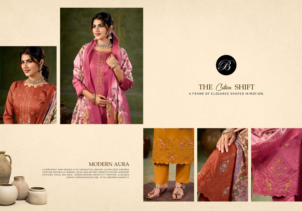 Belliza Designer Studio Zarqash Vol 18 Embroidered Dress Material - Amrah Wholesale