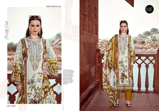 Belliza Designer Studio Naira Vol 158 Pure Cotton Digital Print Self Embroidered Unstitched Dress Material