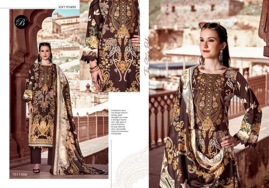 Belliza Designer Studio Naira Vol 158 Pure Cotton Digital Print Self Embroidered Unstitched Dress Material