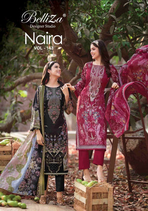 Belliza Designer Studio Naira Vol 143 Pure Cotton Pakistani Suit