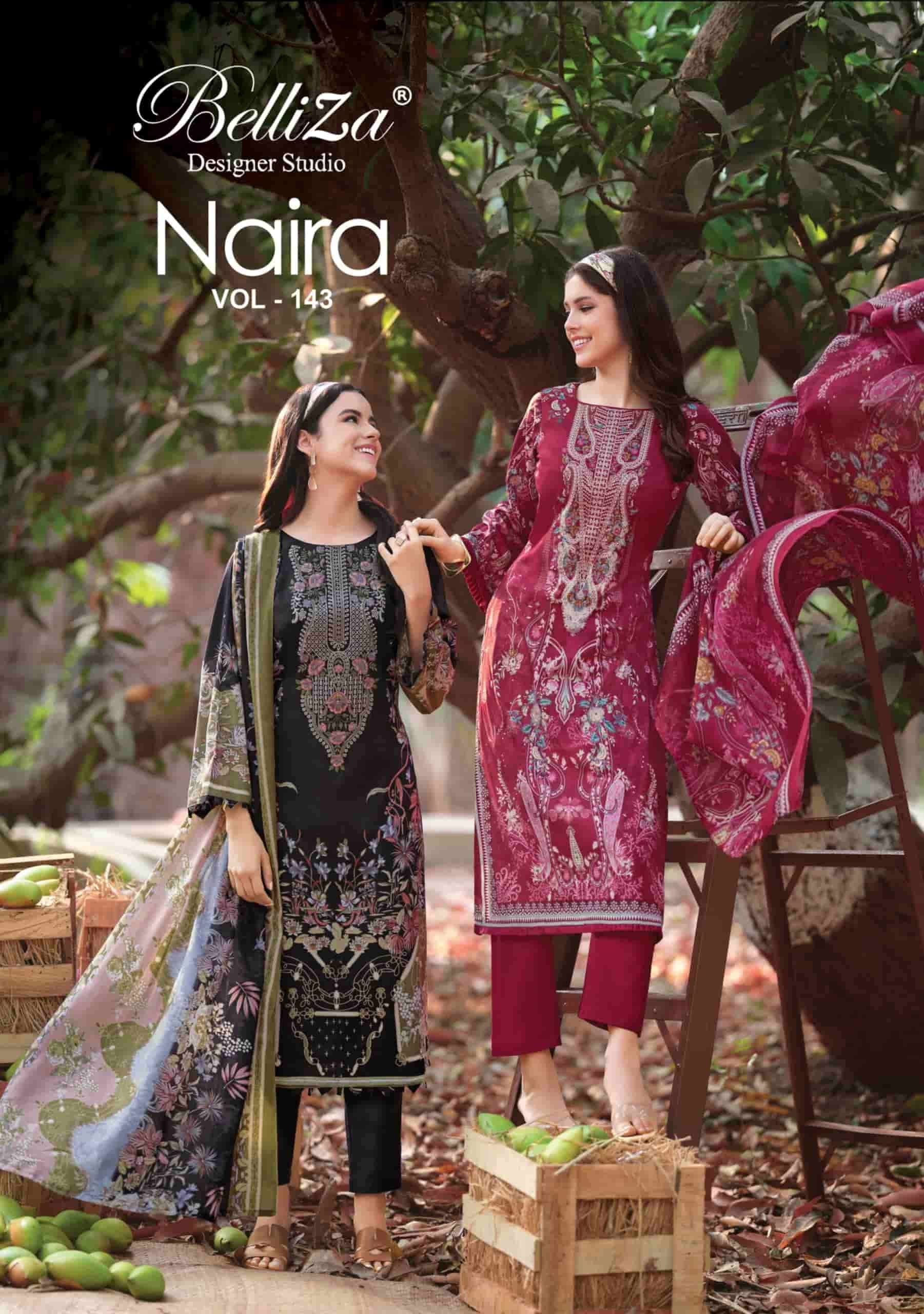 Belliza Designer Studio Naira Vol 143 Pure Cotton Pakistani Suit