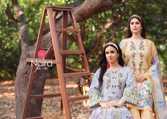Belliza Designer Studio Naira Vol 143 Pure Cotton Pakistani Suit