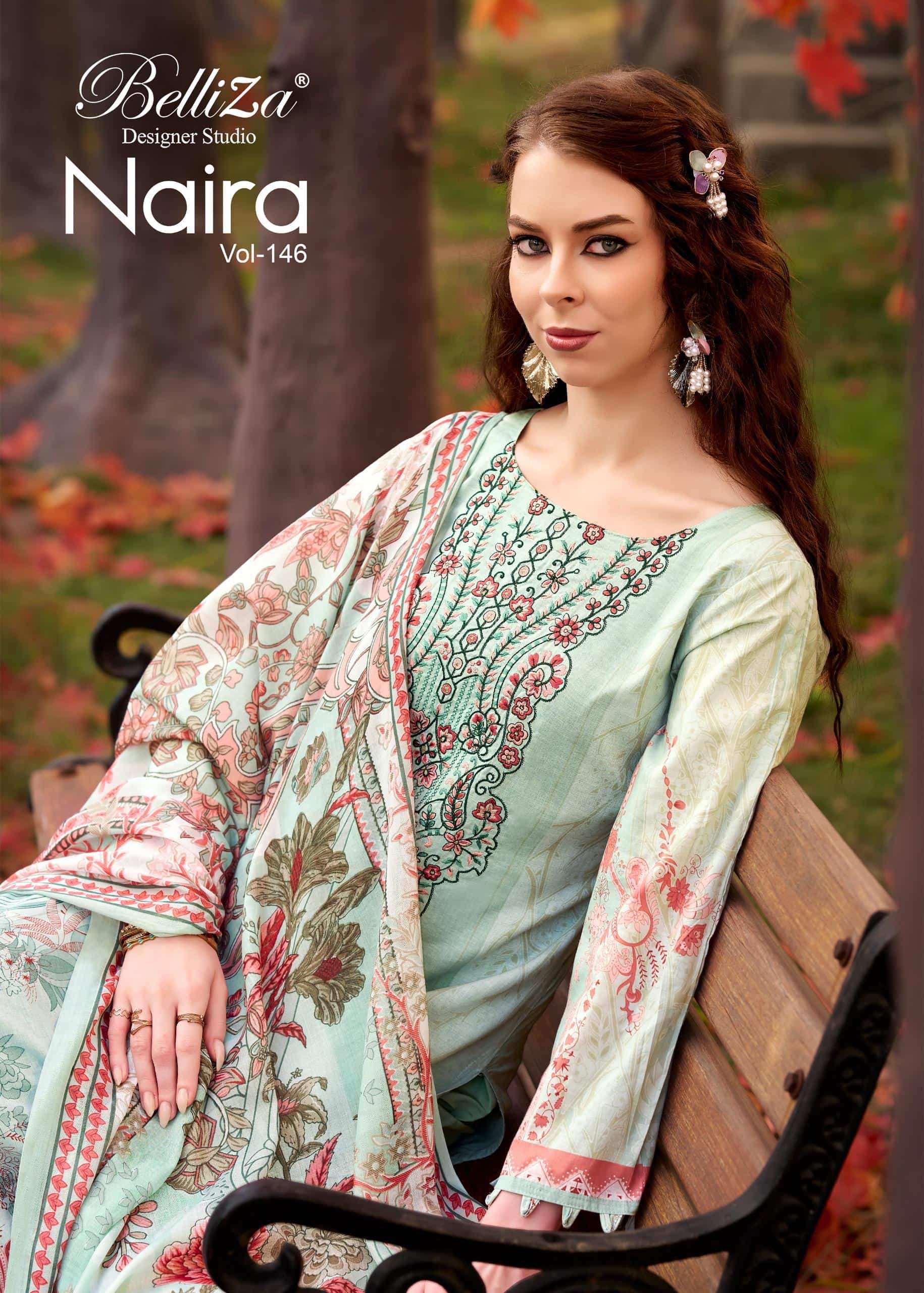 Belliza Designer Studio Naira Vol 146 Pure Cotton Dress Material