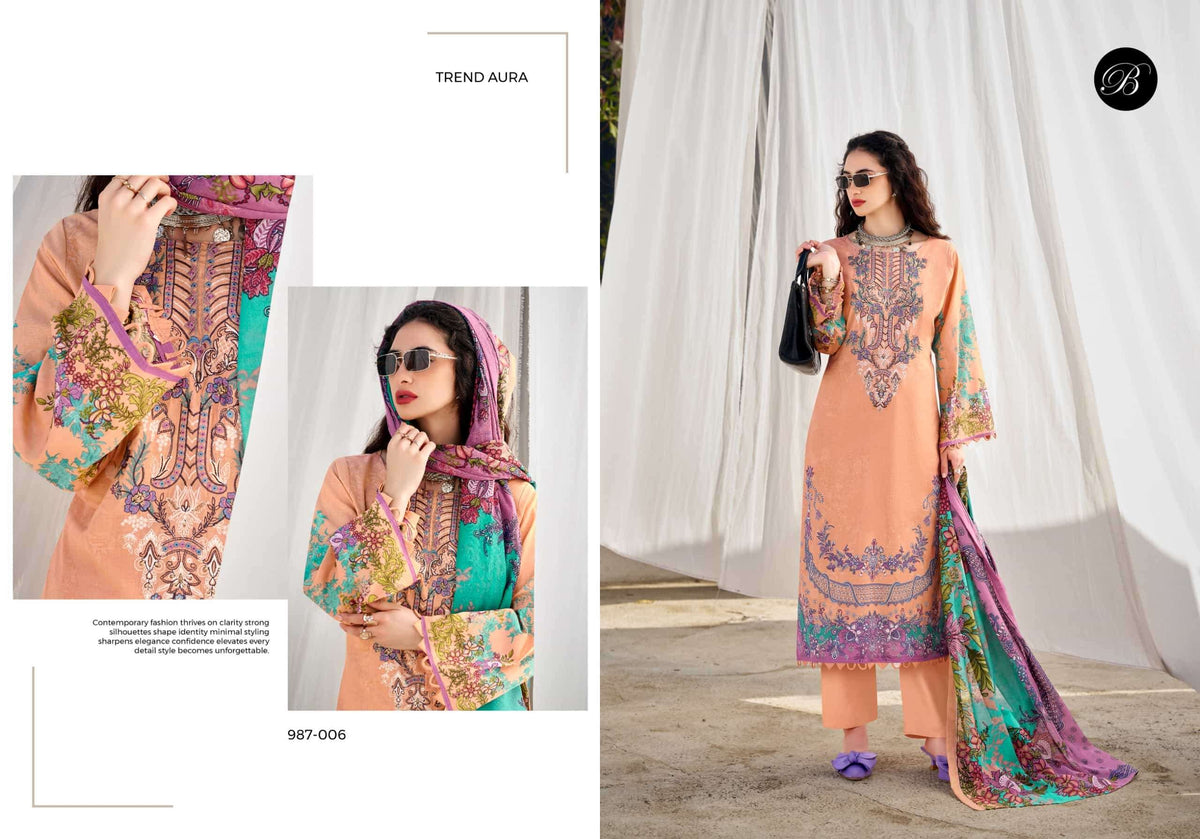 Belliza Designer Studio Naira Vol 147 Pure Cotton Dress Material