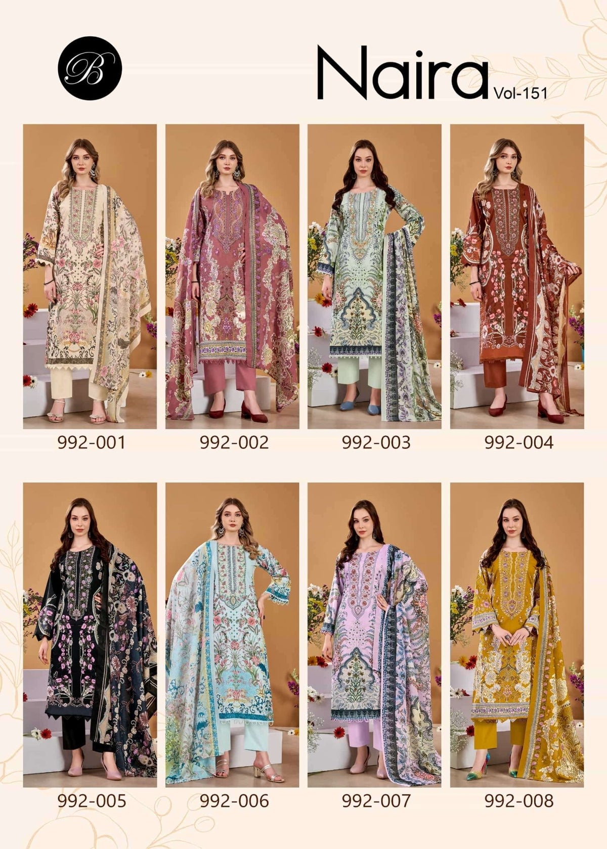Belliza Naira Vol-151 Premium Cotton Printed Unstitched Pakistani Suit - Amrah Wholesale