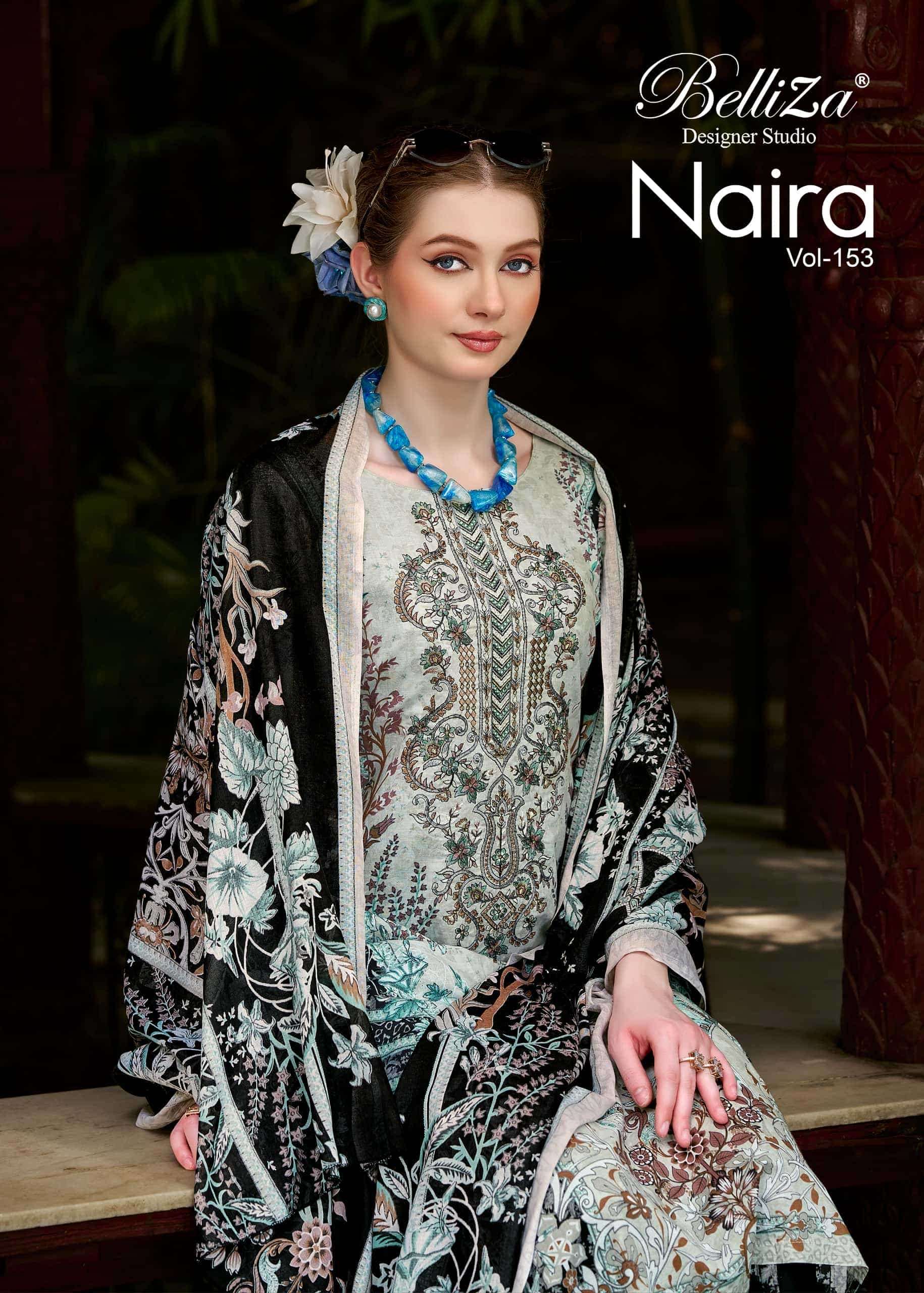 Belliza Designer Studio Naira Vol 153 Pure Cotton Dress Material