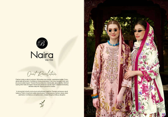 Belliza Designer Studio Naira Vol 153 Pure Cotton Dress Material