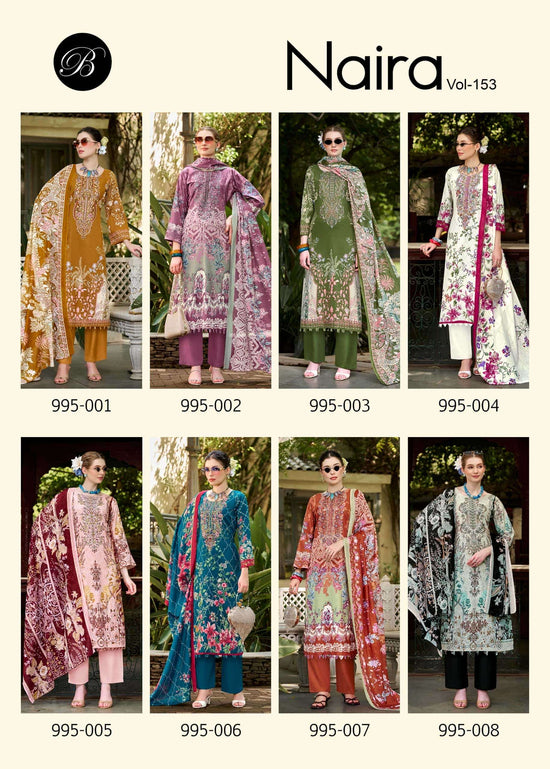 Belliza Designer Studio Naira Vol 153 Pure Cotton Dress Material