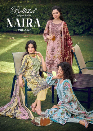 Belliza Naira Vol 154 Pure Cotton Embroidered Dress Material - Amrah Wholesale