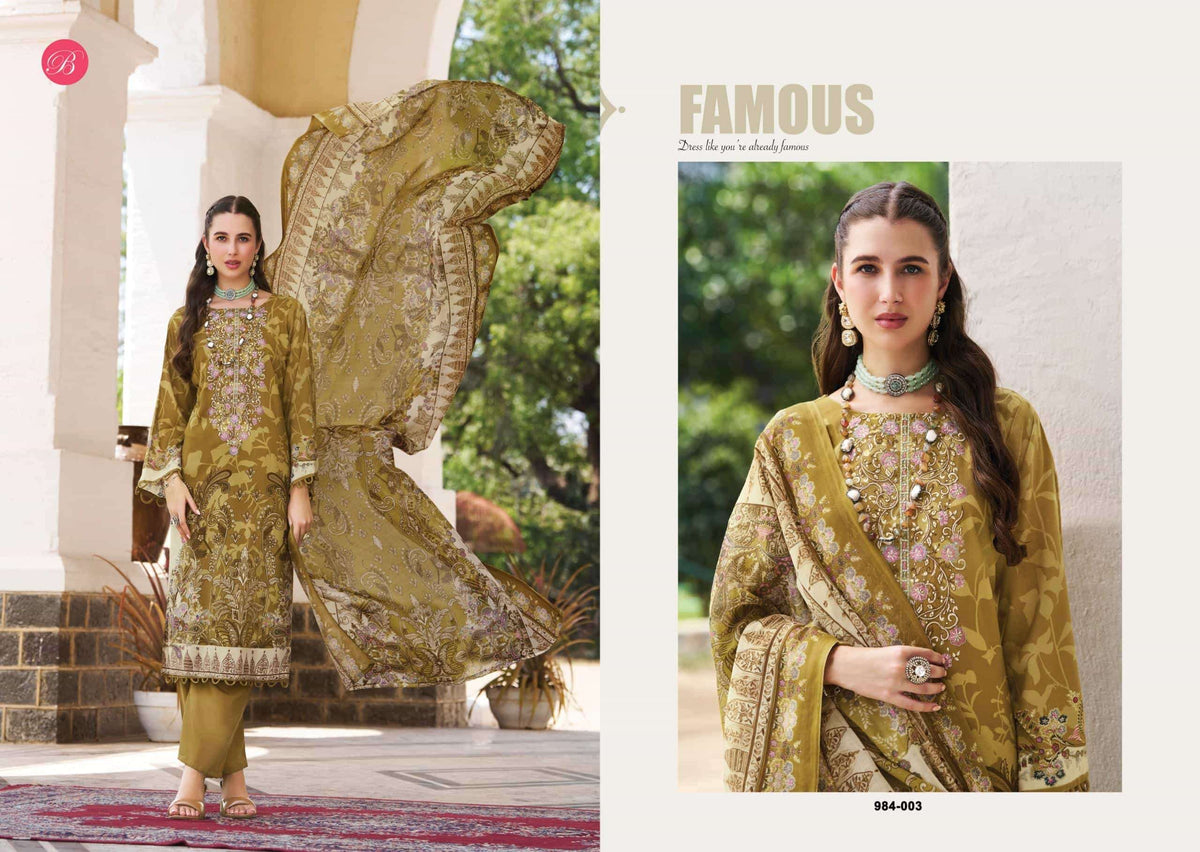 Belliza Designer Studio Riwayat Vol 18 Viscose Rayon Dress Material