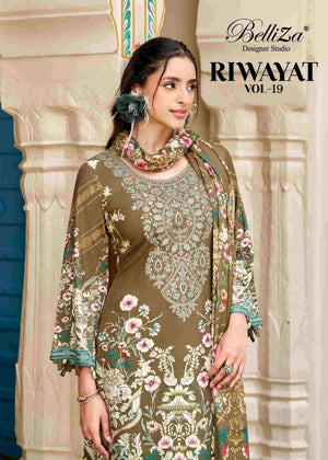 Belliza Designer Studio Riwayat Vol 19 Pure Rayon Dress Material