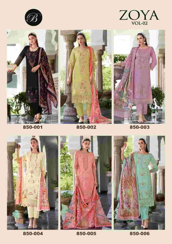 Belliza Designer Studio Zoya Vol 2 Cotton Karachi Embroidered Dress Material