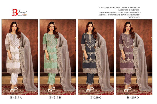 Bilqis B-219 Kota Checks Pakistani Suit - Amrah Wholesale