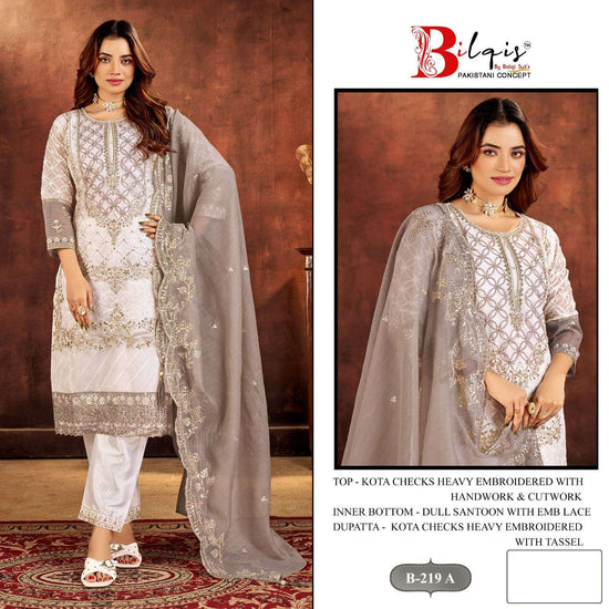 Bilqis B-219 Kota Checks Pakistani Suit - Amrah Wholesale