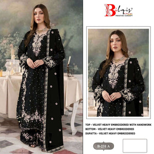 BILQIS B-231 Velvet Embroidered Pakistani Suit