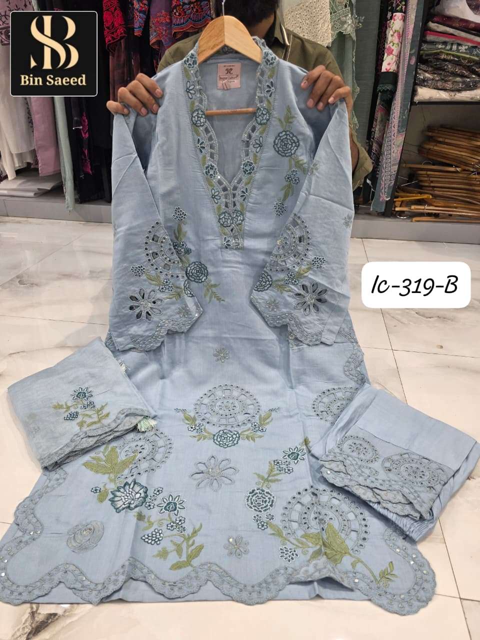 Bin Saeed IC-319 Fancy Fabric Stitched Pakistani Suit Set