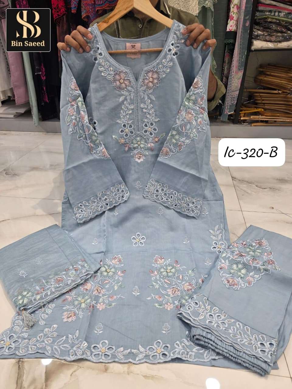 Bin Saeed IC-320 Fancy Fabric Stitched Pakistani Suit Set