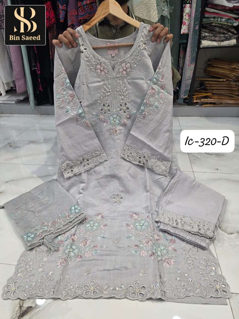 Bin Saeed IC-320 Fancy Fabric Stitched Pakistani Suit Set