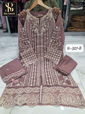 Bin Saeed IC-327 Chiffon Stitched Pakistani Suit Set
