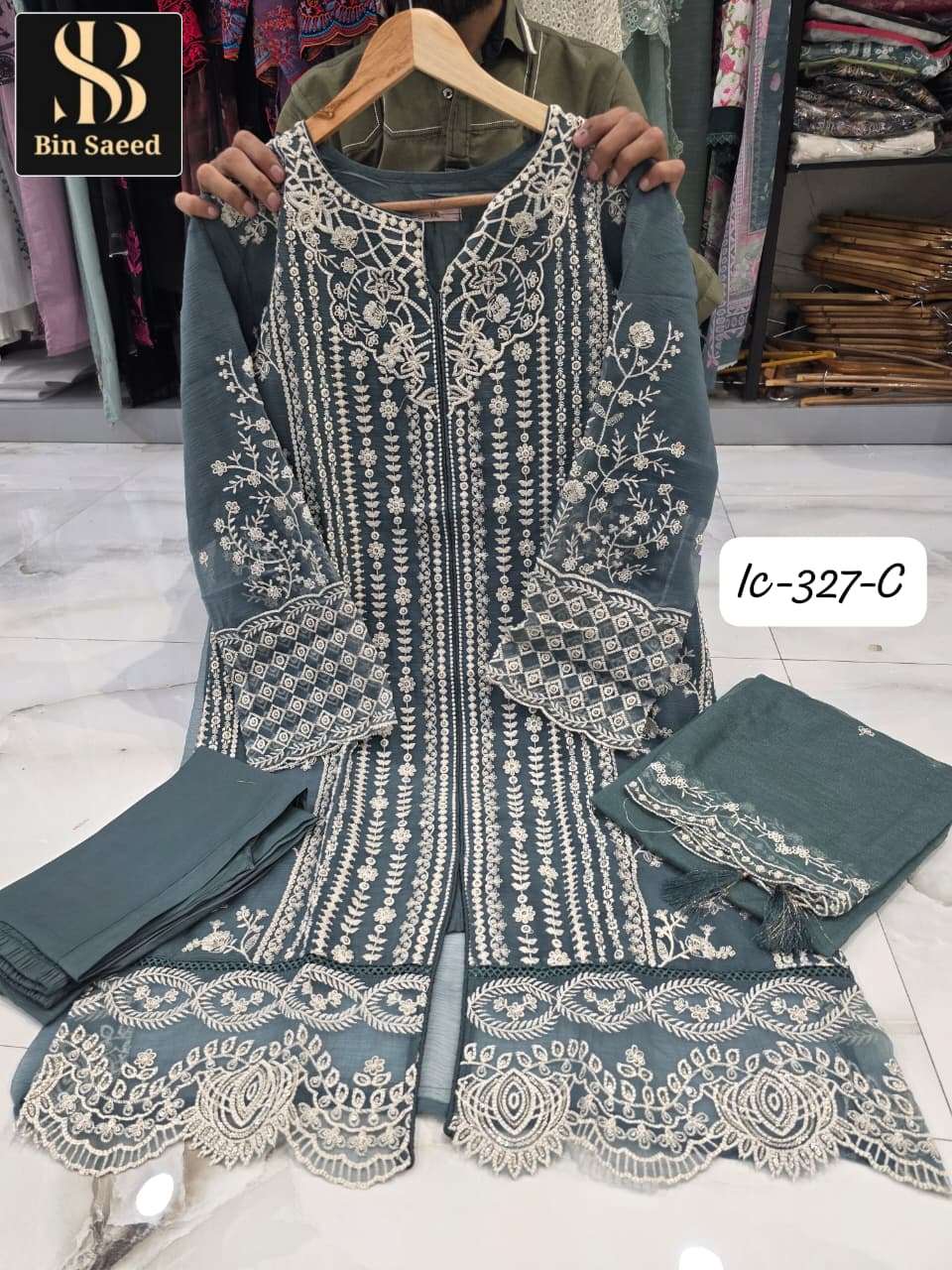 Bin Saeed IC-327 Chiffon Stitched Pakistani Suit Set