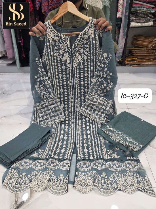 Bin Saeed IC-327 Chiffon Stitched Pakistani Suit Set
