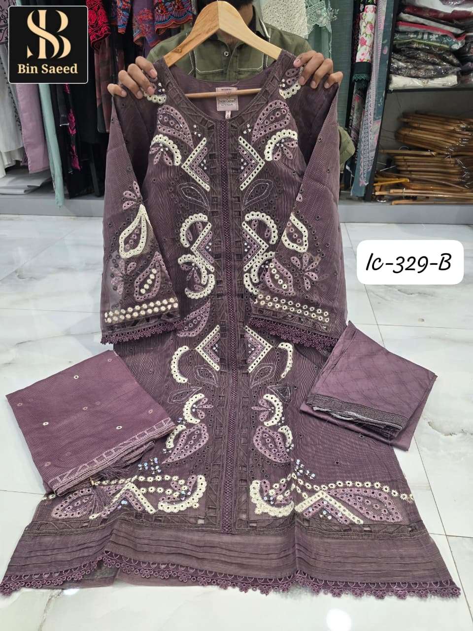 Bin Saeed IC-329 Fancy Stitched Pakistani Suit Set