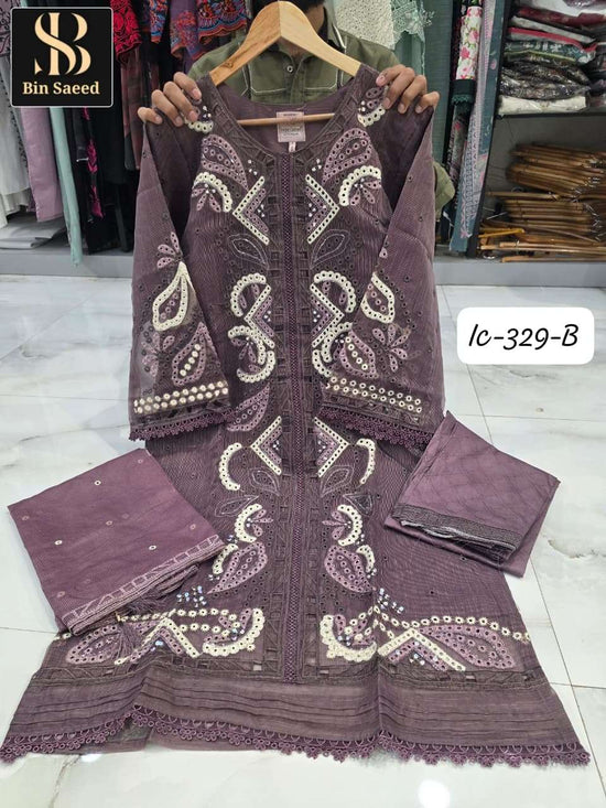Bin Saeed IC-329 Fancy Stitched Pakistani Suit Set