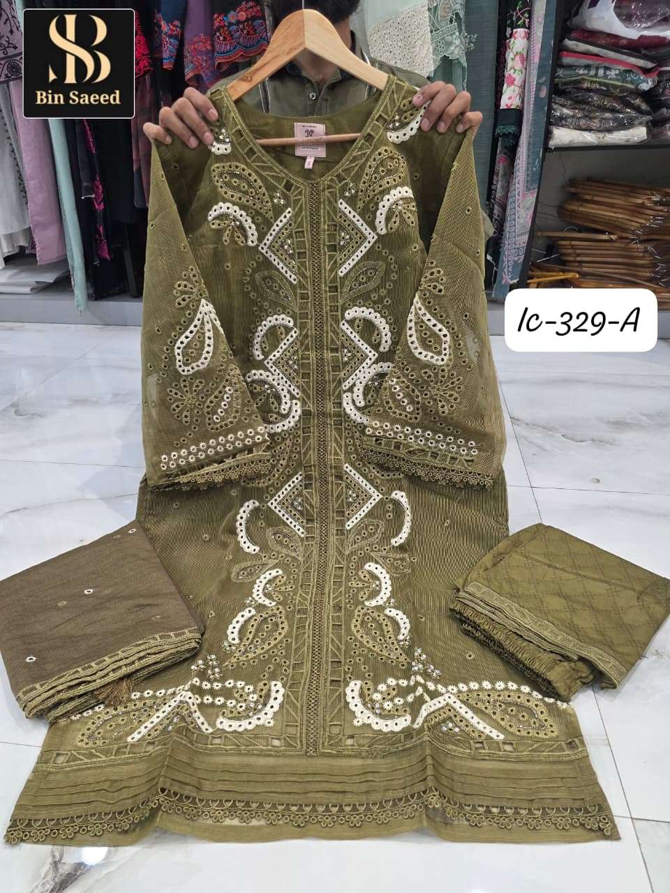 Bin Saeed IC-329 Fancy Stitched Pakistani Suit Set