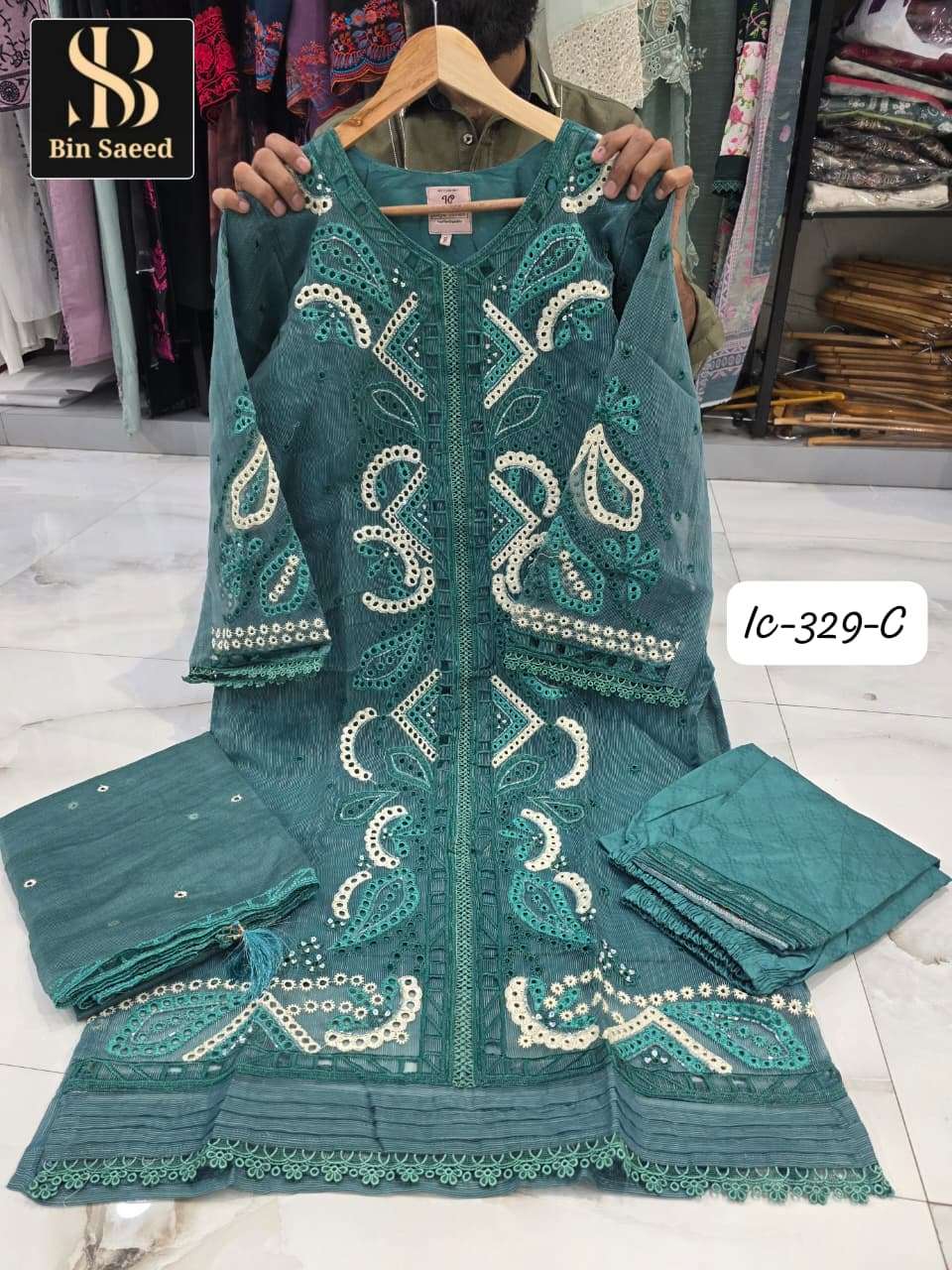 Bin Saeed IC-329 Fancy Stitched Pakistani Suit Set