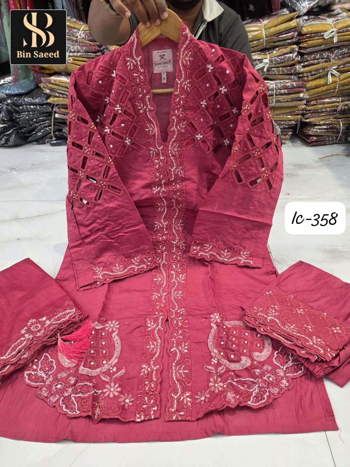 BIN SAEED IC-358 Fancy Hand Work Embroidered Pakistani Suit Set