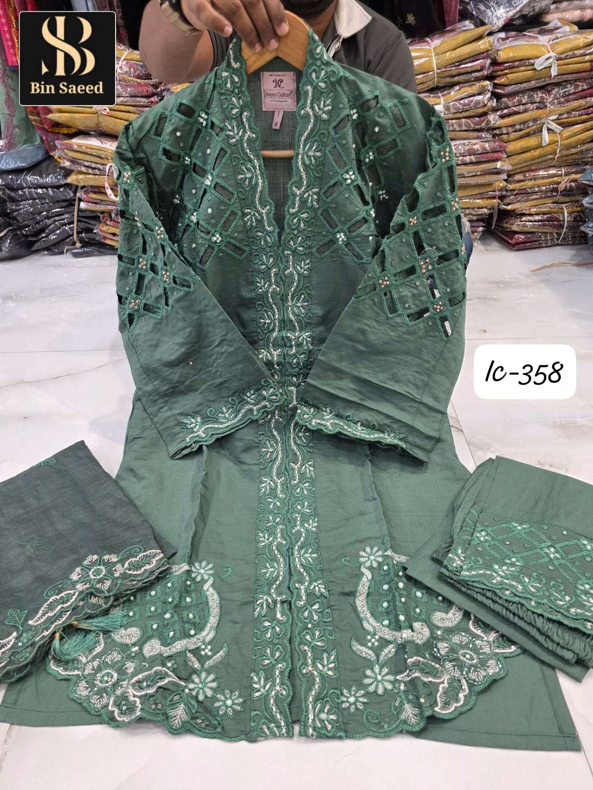 BIN SAEED IC-358 Fancy Hand Work Embroidered Pakistani Suit Set