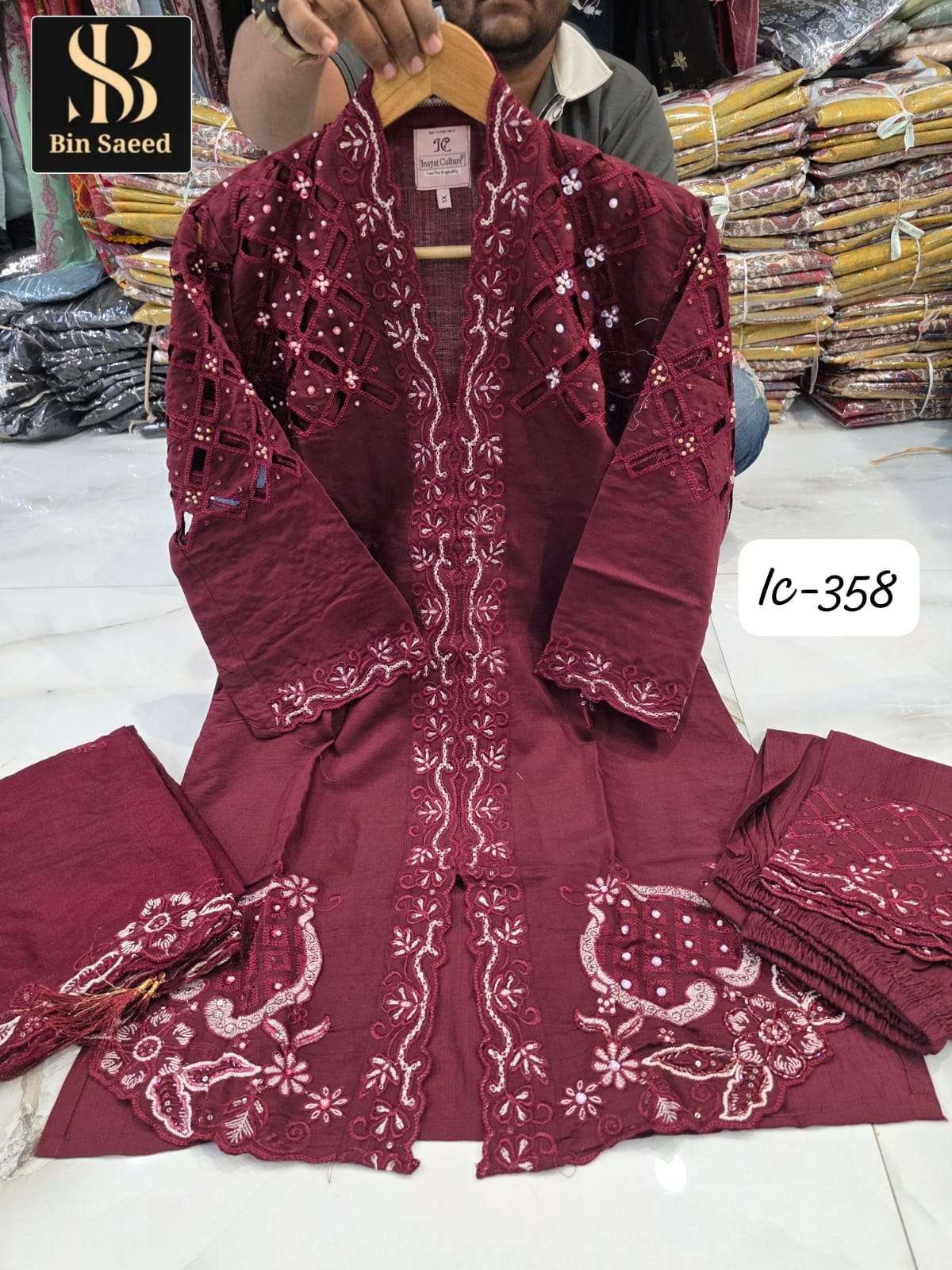 BIN SAEED IC-358 Fancy Hand Work Embroidered Pakistani Suit Set