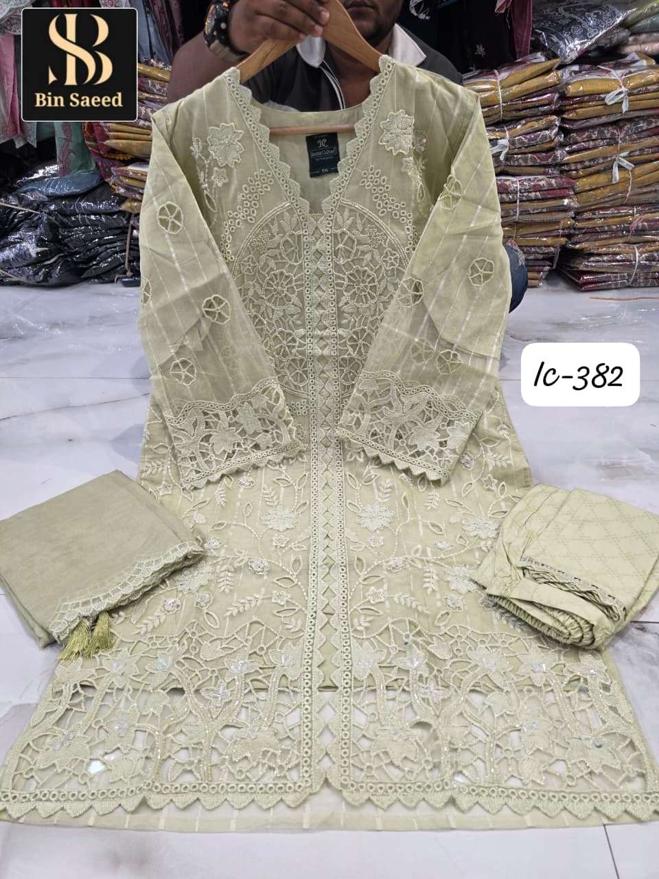BIN SAEED IC-382 Fancy Hand Work Embroidery Pakistani Suit Set