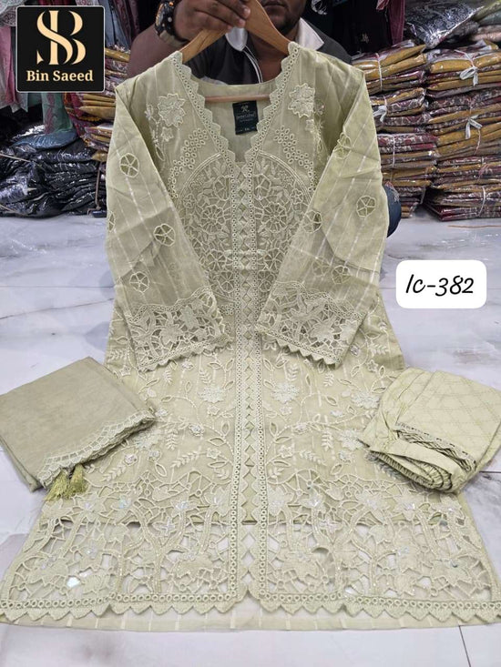 BIN SAEED IC-382 Fancy Hand Work Embroidery Pakistani Suit Set