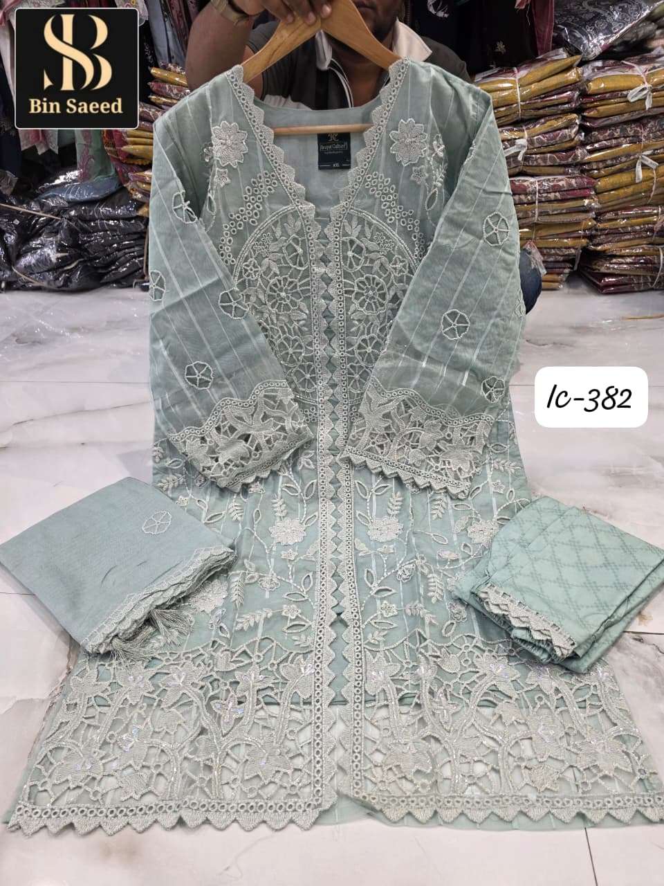 BIN SAEED IC-382 Fancy Hand Work Embroidery Pakistani Suit Set