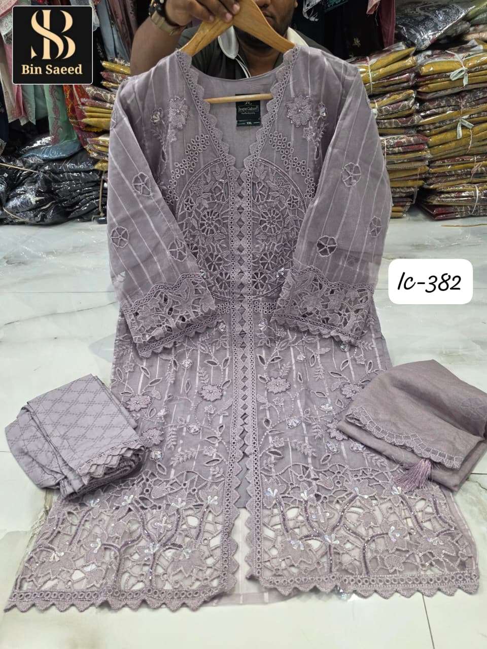 BIN SAEED IC-382 Fancy Hand Work Embroidery Pakistani Suit Set