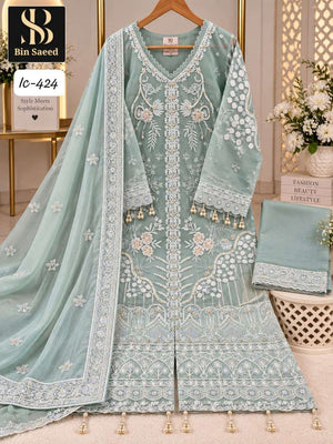 Bin Saeed IC-424 Chiffon Embroidery Hand Work Stitched Suit
