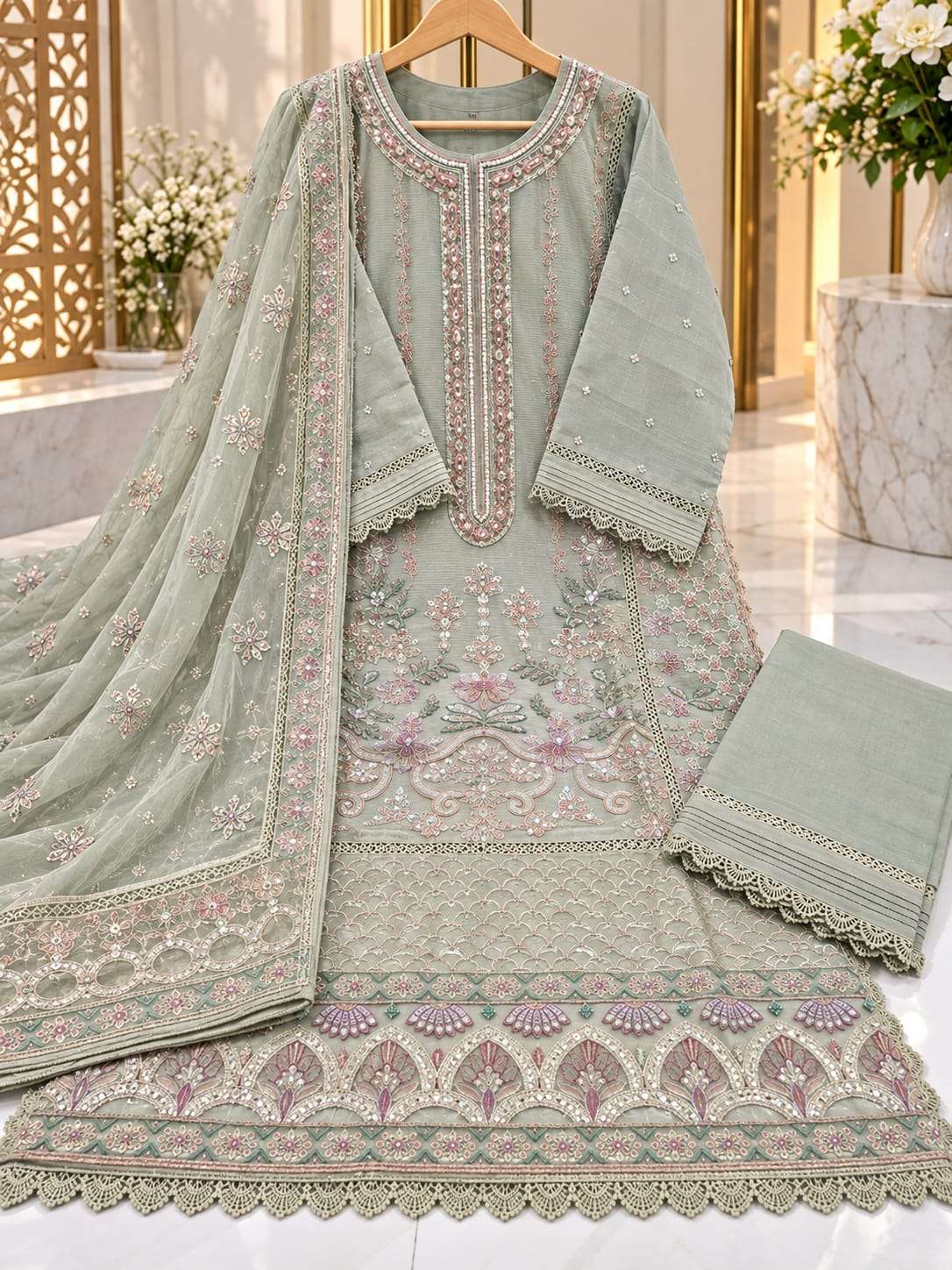 Bin Saeed IC-427 Chinon Hand Work Stitched Suit