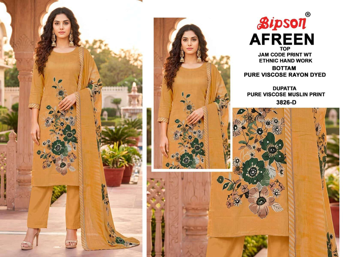 Bipson Afreen 3826 Pure Jam Cotton Dress Material