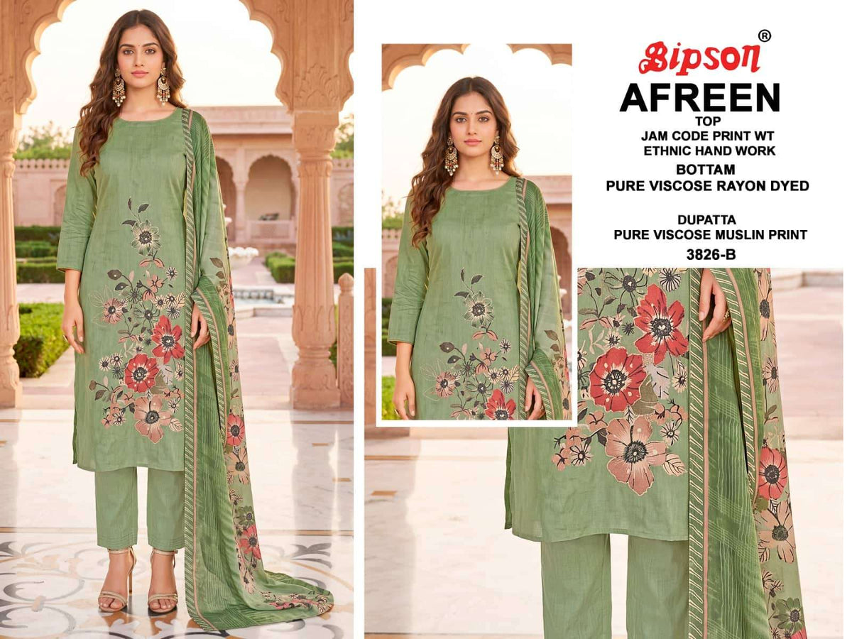 Bipson Afreen 3826 Pure Jam Cotton Dress Material